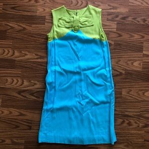 Vintage maternity dress lime and sky blue Expectantly Yours Brand